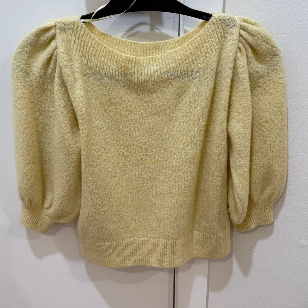 Mango yellow knit top/ short sleeve sweater, women, XS